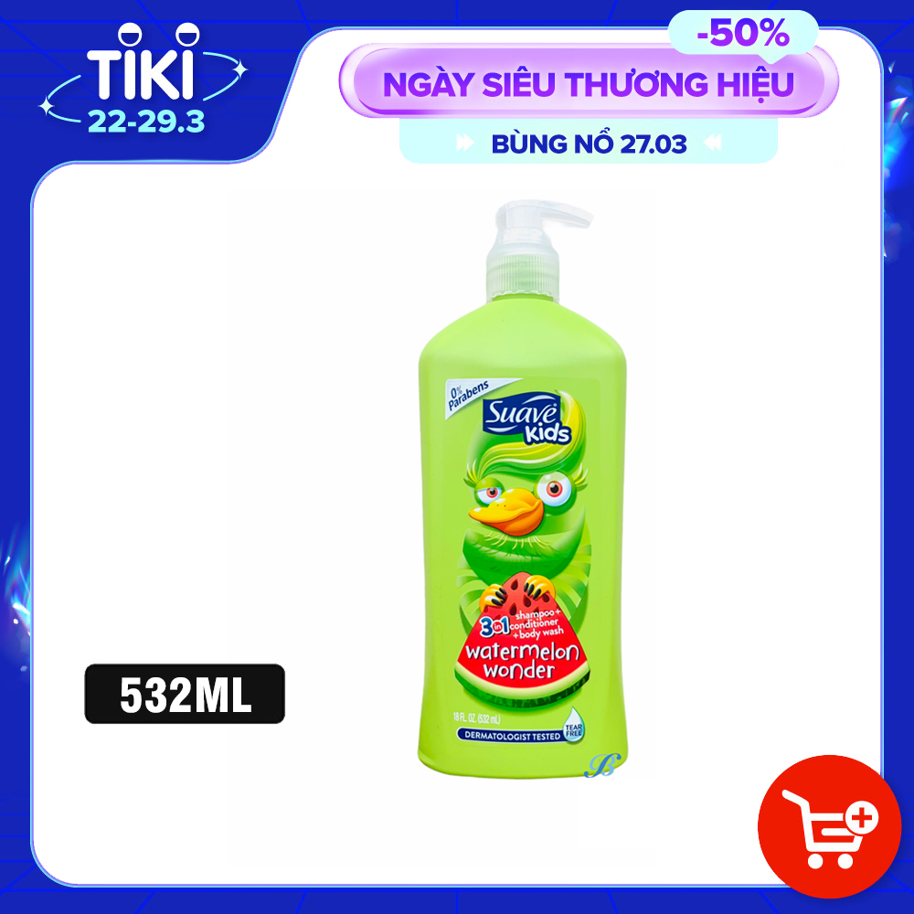 Sữa Tắm Gội SUAVE KIDS Toàn Thân Cho Bé 2 In 1 532ml USA