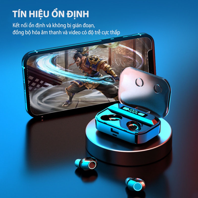 Tai nghe bluetooth TG02 cảm ứng vân tay, đỉnh cao chống ồn, dùng cho IOS Và Android