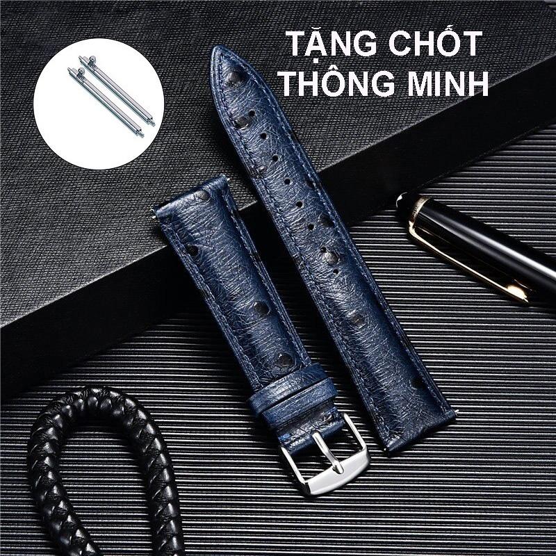 (Màu Xanh) Dây đồng hồ da ĐÀ ĐIỂU CAO CẤP OL-P8024 tặng CHỐT THÔNG MINH - Xanh