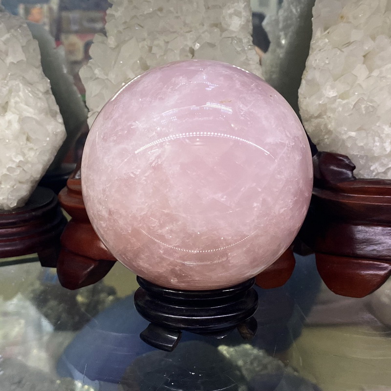 Quả Cầu Đá Thạch Anh Hồng Rose Quartz - Đá Thạch Anh Phong Thủy