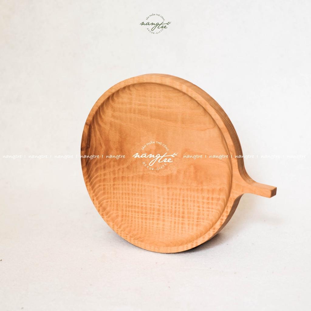 Bộ 3 Khay gỗ tròn tay cầm - Trang trí - Khay gỗ tần bì - woodentray