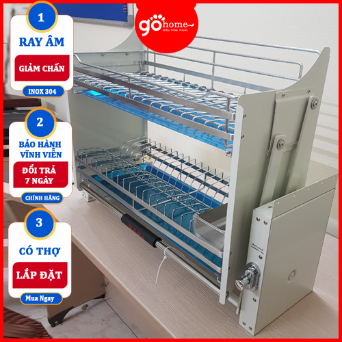 Kệ Chén Nâng Hạ TAKI Mẫu Mới 2023 INOX 304 - BẢO HÀNH VĨNH VIỄN - Có Thợ Lắp Đặt