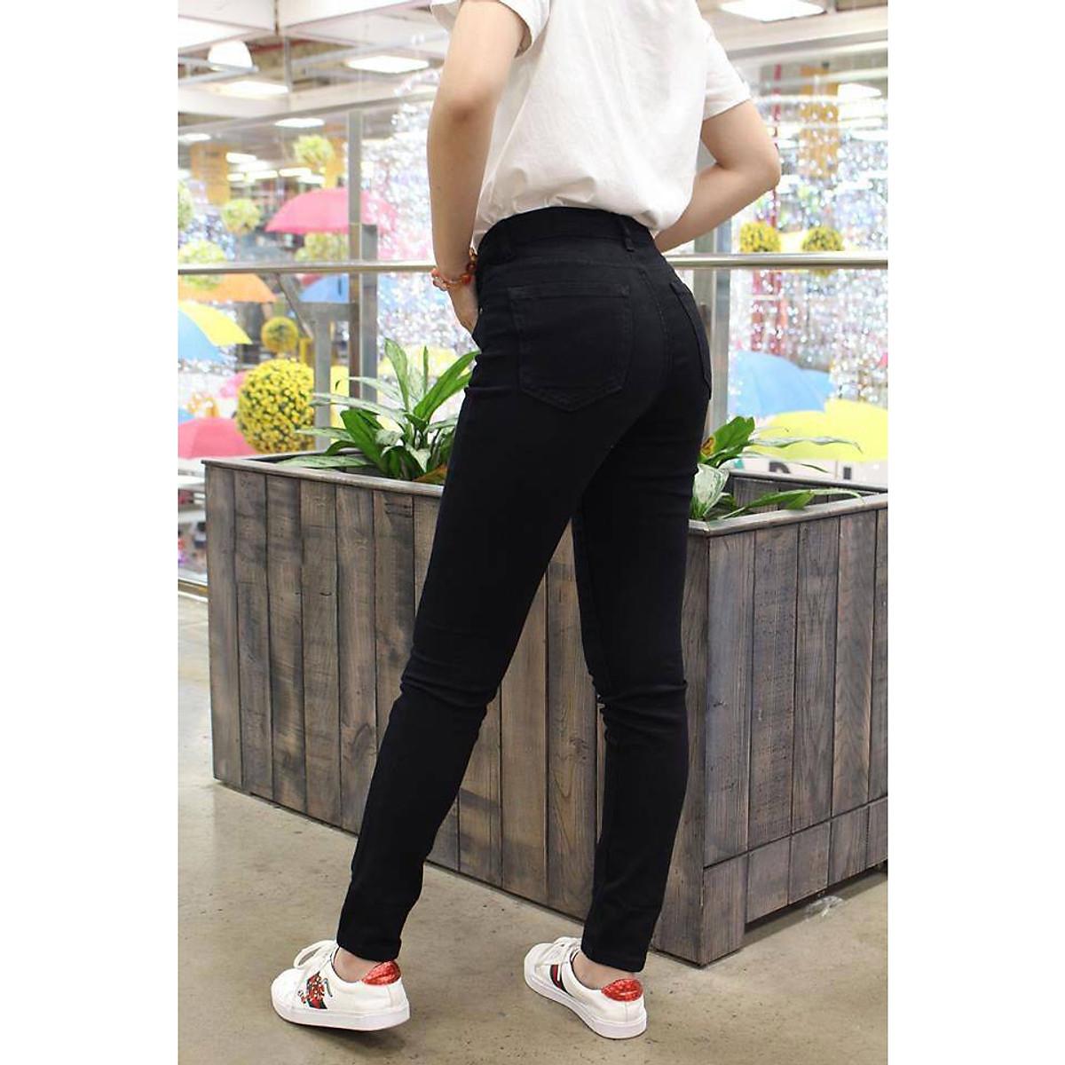 Quần JEAN GIẤY ÔM CO GIÃN Khóa Kéo Có 1 Khuy CHO NỮ