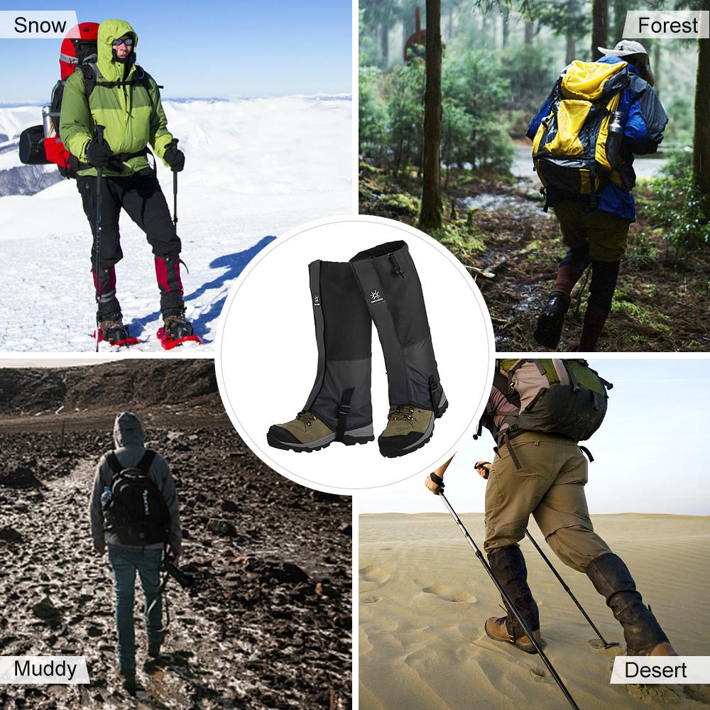 1 Pair Outdoor Snow Boot Gaiter Adjustable Drawstring Shoe Gaiter Snow Resistant Shoe Gaiter for Hiking Skiing Climbing