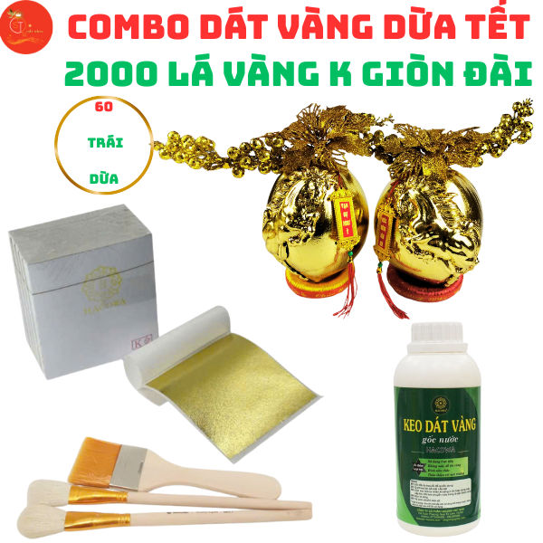 [DÁT VÀNG DỪA ĐẸP NHẤT] Combo Dát vàng 60 trái dừa chưng Tết 2000 lá K GIÒN ĐÀI đẹp nhất trong các loại lá dát vàng