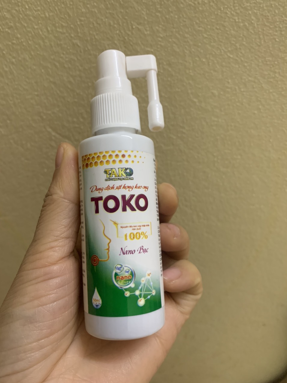 Dung dịch xịt họng keo ong TOKO Tako nguyên liệu keo ong nhập khẩu Hàn Quốc, Nano bạc chai lớn 50ml