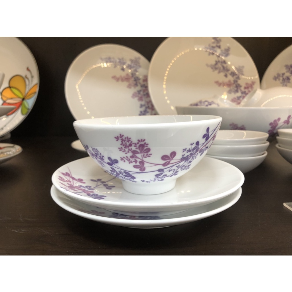 Bộ 5 dĩa lót chén 15.5 cm - Daisy - Cỏ Tím - Gốm sứ cao cấp Minh Long
