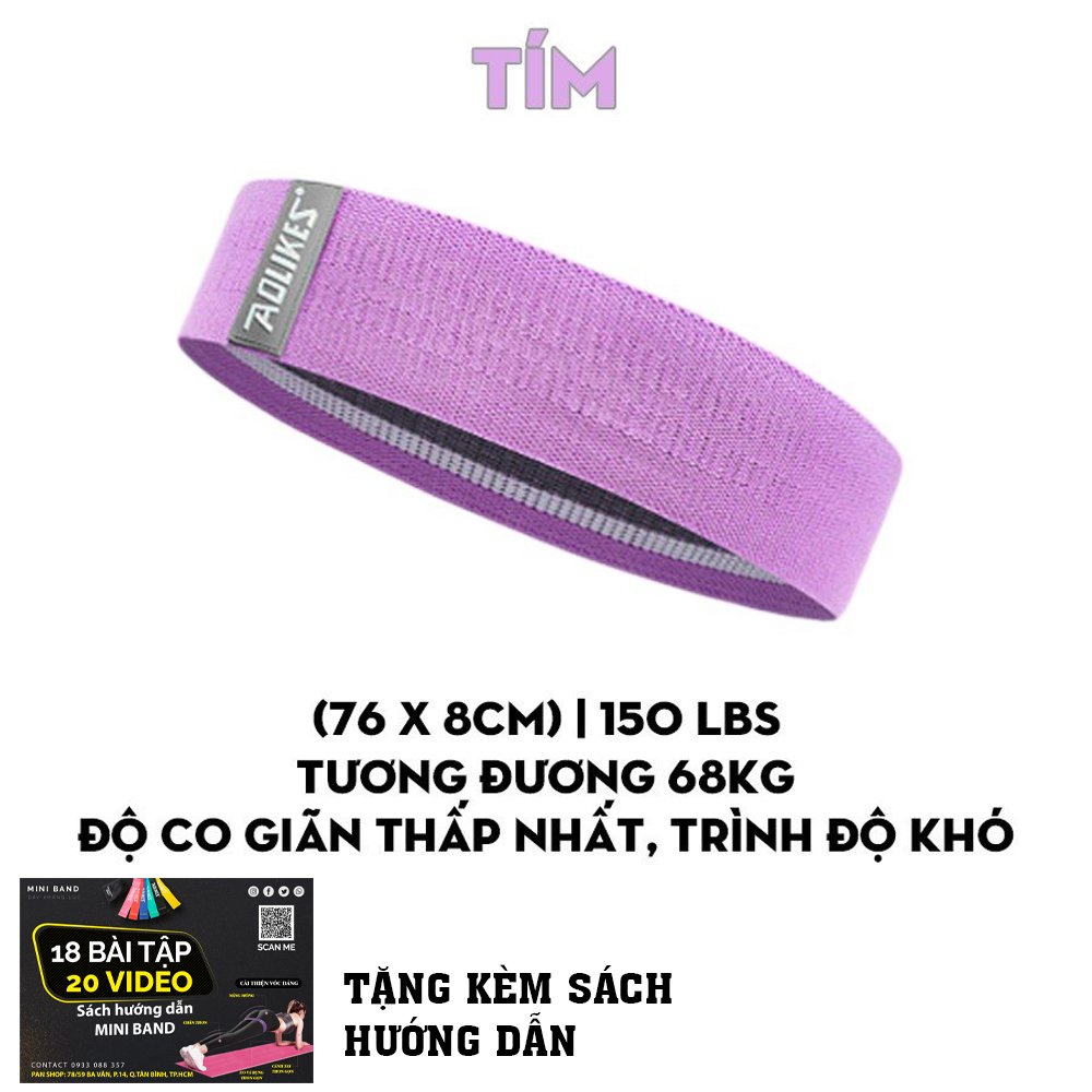 Dây kháng lực Mini band tập gym, tập mông, power band đàn hồi vải cao cấp 3 mức độ Aolikes 3604