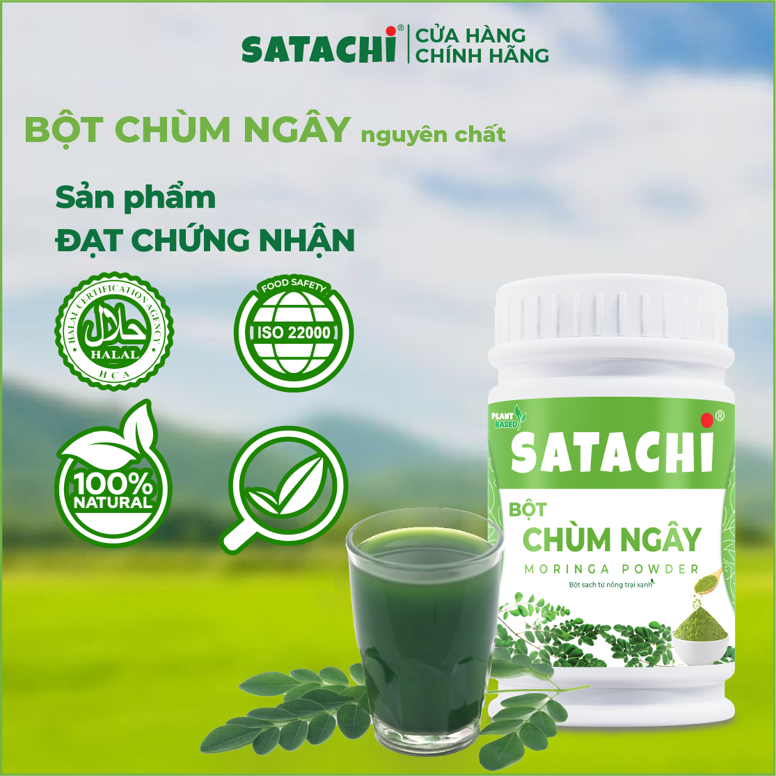 Bột Chùm Ngây SATACHI nguyên chất. Tăng cường Trí Não, bảo vệ Tim Gan, phòng ngừa bệnh Xương Khớp. Hộp 258g