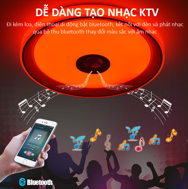 Đèn Ốp Trần 120 LED RGB Tích Hợp Loa Bluetooth Nghe Nhạc Không Dây Kết Nối Điện Thoại Qua APP Cao Cấp