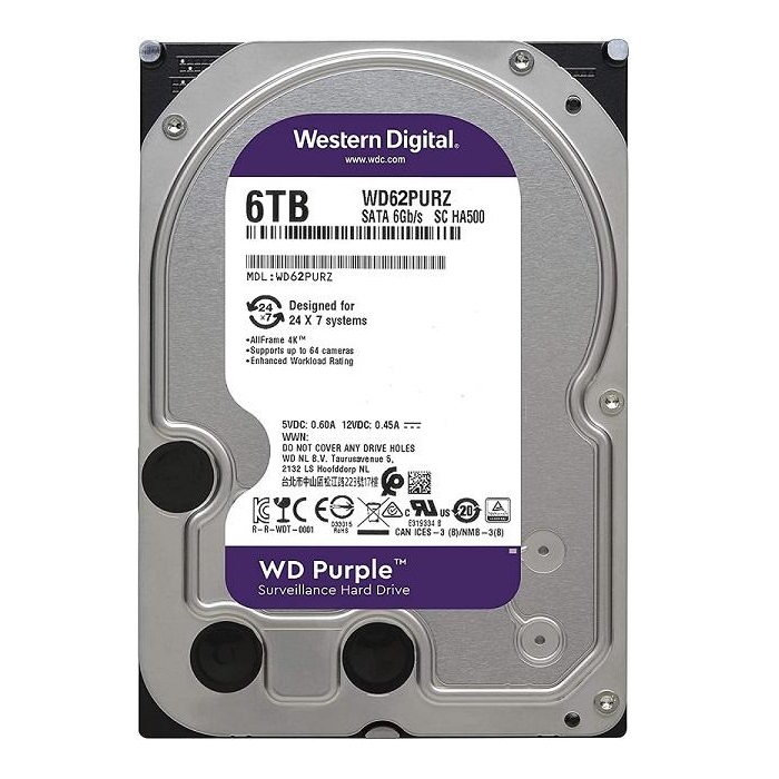 Ổ Cứng HDD Camera WD Purple 6TB ntelliPower - WD62PURZ - Hàng Chính Hãng