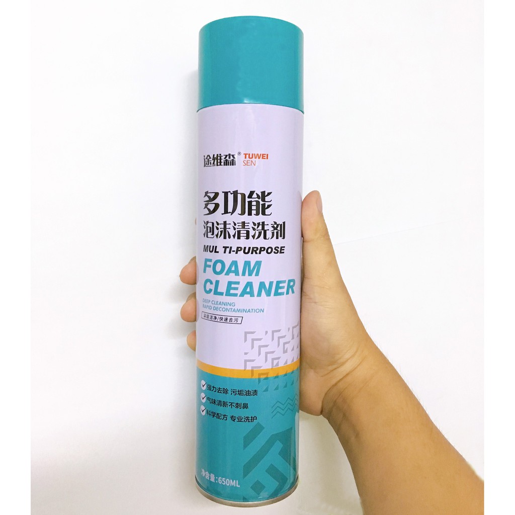 Chai xịt bọt vệ sinh nội thất ô tô FOAM CLEANER loại 650ML Kèm khăn lau BaoAn - Hàng chính hãng