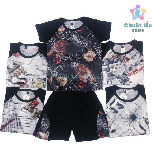 Bộ quần áo bé trai size đại cotton thông hơi in 3D cho bé từ 15kg đến 30kg