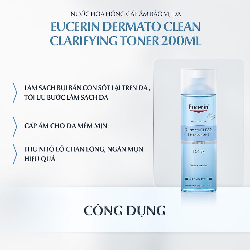 Nước Hoa Hồng Da Nhạy Cảm Eucerin Dermato Clean (200ml)