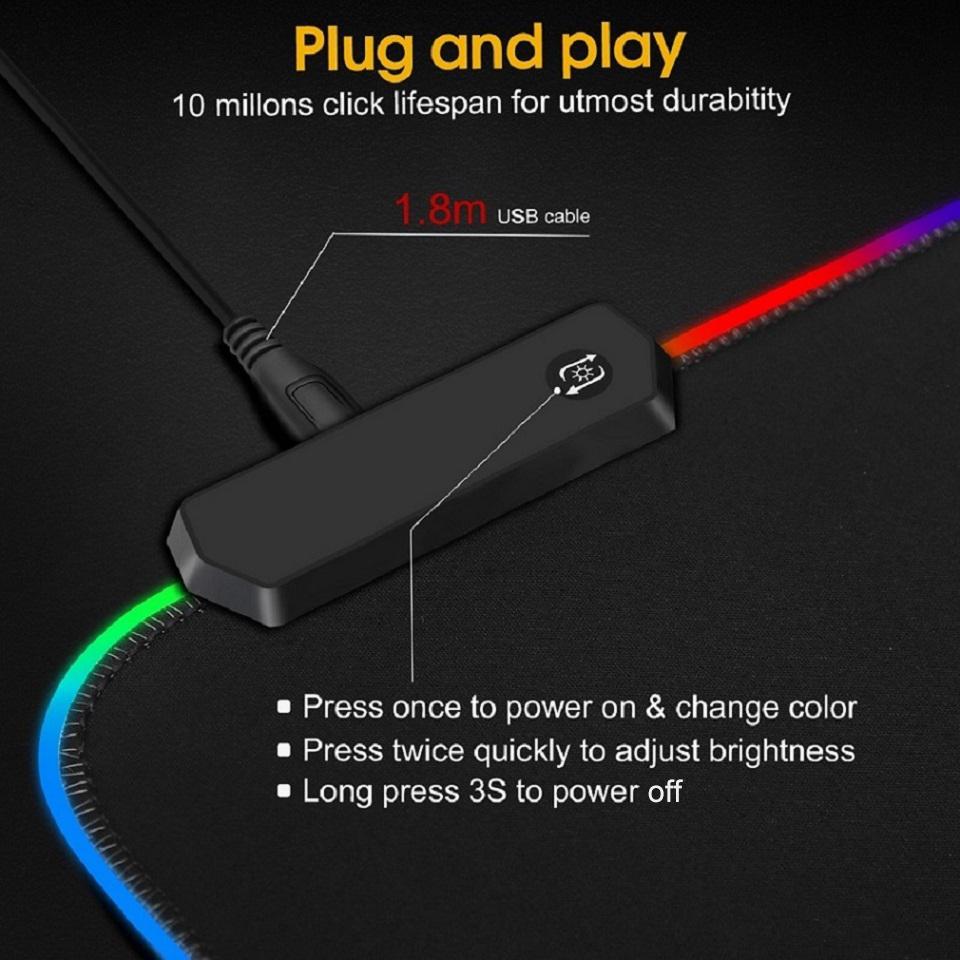 RGB Miếng Lót Chuột Chơi Game Mousepad Game Thủ Lớn Để Bàn Backlit Thảm Máy Tính Led Bề Mặt Thảm Cho Mause Ped Xl Deskpad tấm Bảo Vệ