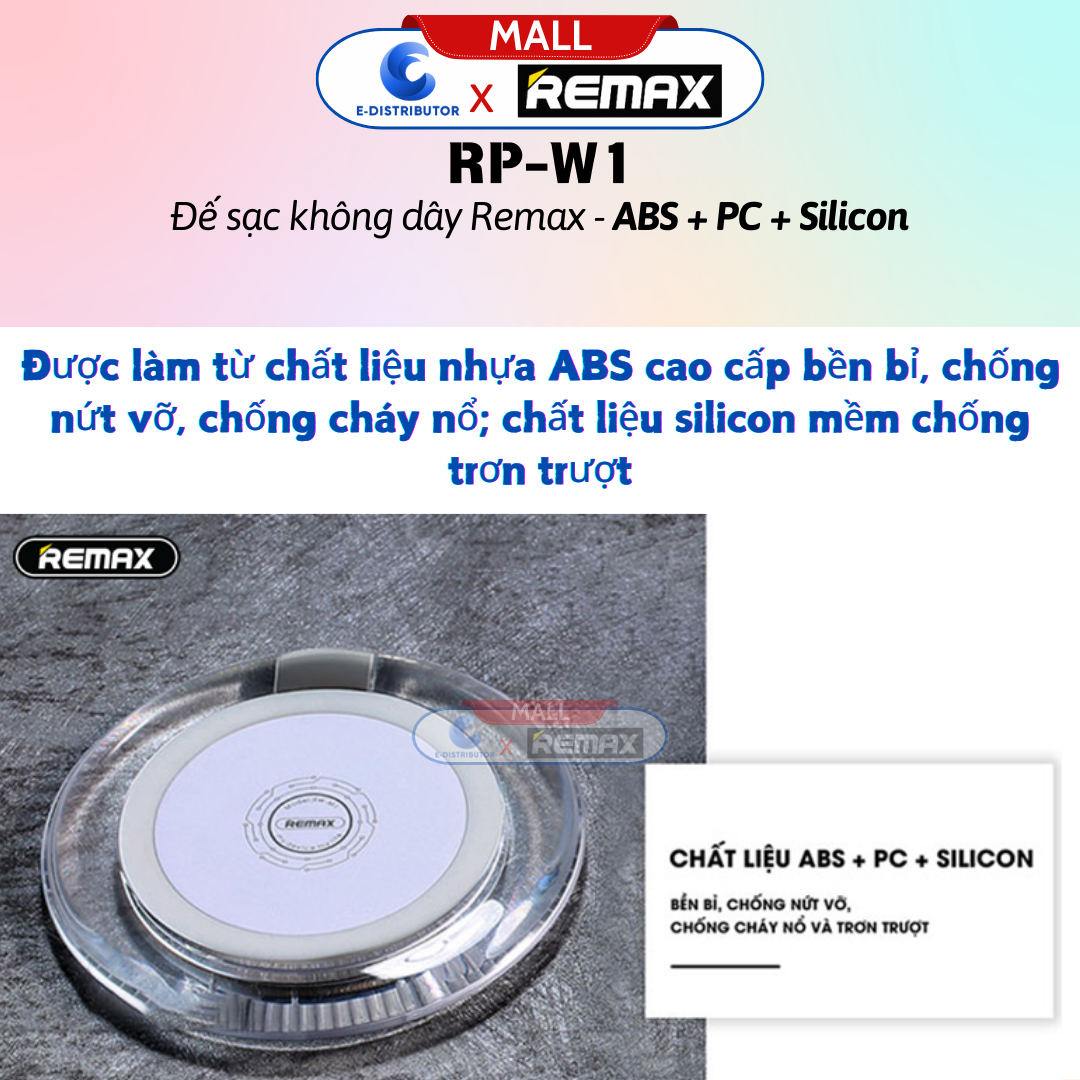 Đế sạc không dây Remax RP - W1 - Hàng Chính Hãng - Bảo Hành 12 Tháng