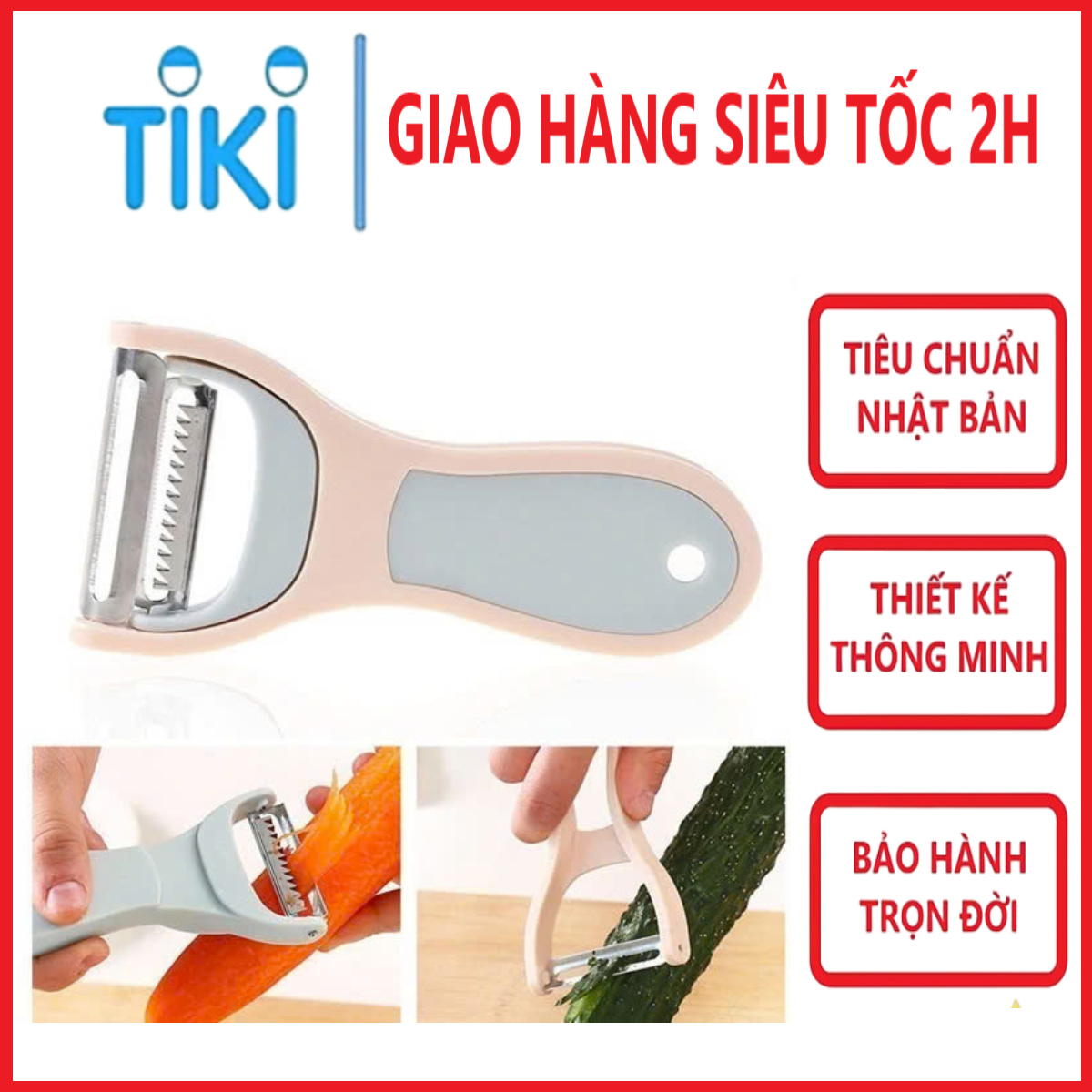 Dụng Cụ Bào Vỏ Thông Minh, Nạo Sợi Rau Củ Quả 2in1- Dao Bào 2 Trong 1 Bằng Thép Không Gỉ - Hàng chính hãng
