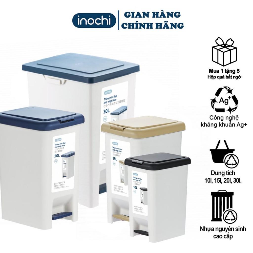 Thùng Rác inochi -sọt rác Nhựa Đạp Chân Nắp Đậy Chữ Nhật INOCHI 20 Lít Làm Văn Phòng Đựng Rác Gia Đình