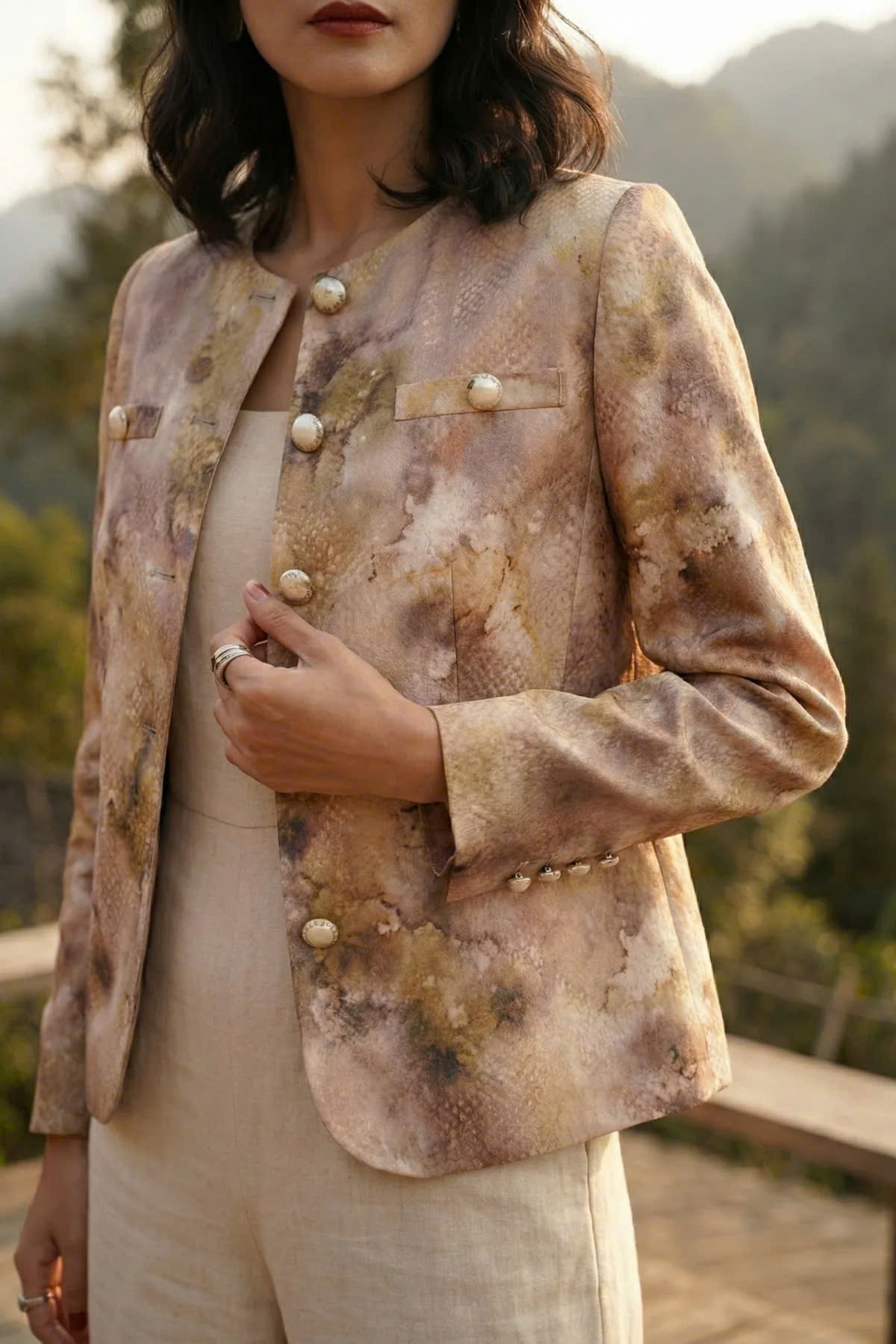 Áo Khoác Jacket Loang Màu Phi Thuỷ Top187 thời trang thiết kế Hity