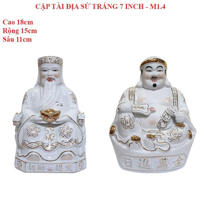 Cặp tượng thần tài ông địa sứ trắng 7 inch - M1.4