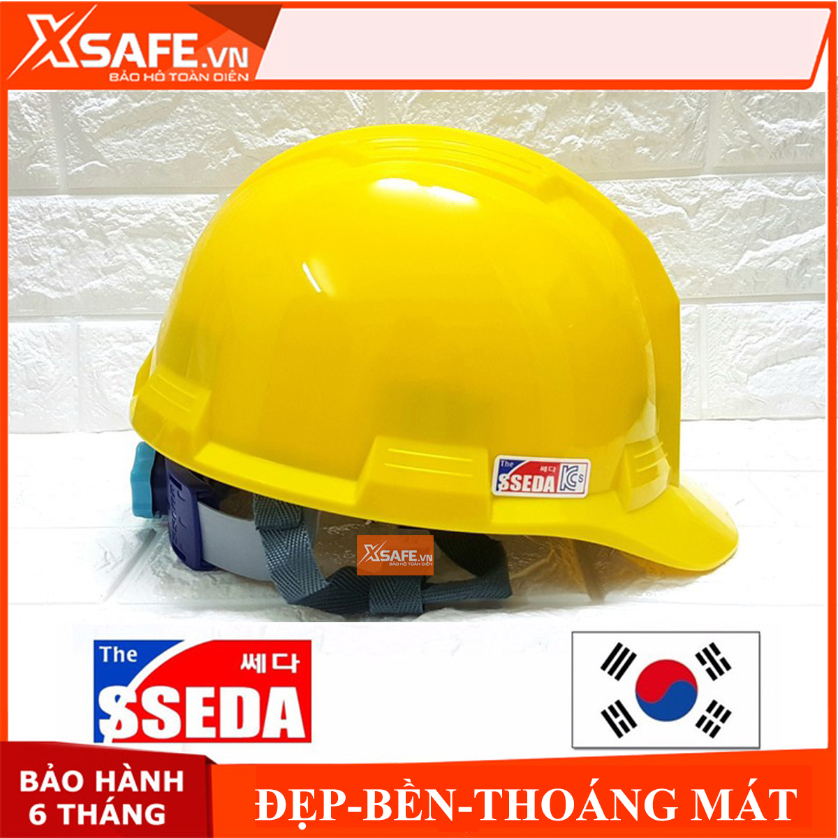 Nón bảo hộ Sseda IV Hàn Quốc chính hãng có lót xốp cách nhiệt chống nóng nhựa ABS siêu cứng (màu vàng)