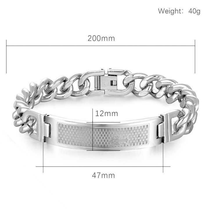 Vòng tay nam mặt chữ nhật chấm ca rô hình thập giá MST91
