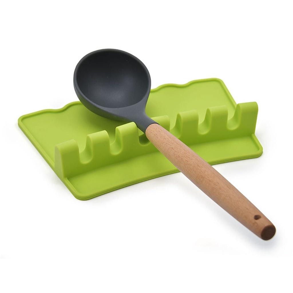 Multifunction Spoon Rest Holder Utensil Organizer Spatula Holder tableware storage rack Kitchen Storage Shelf 6-slot Silicone