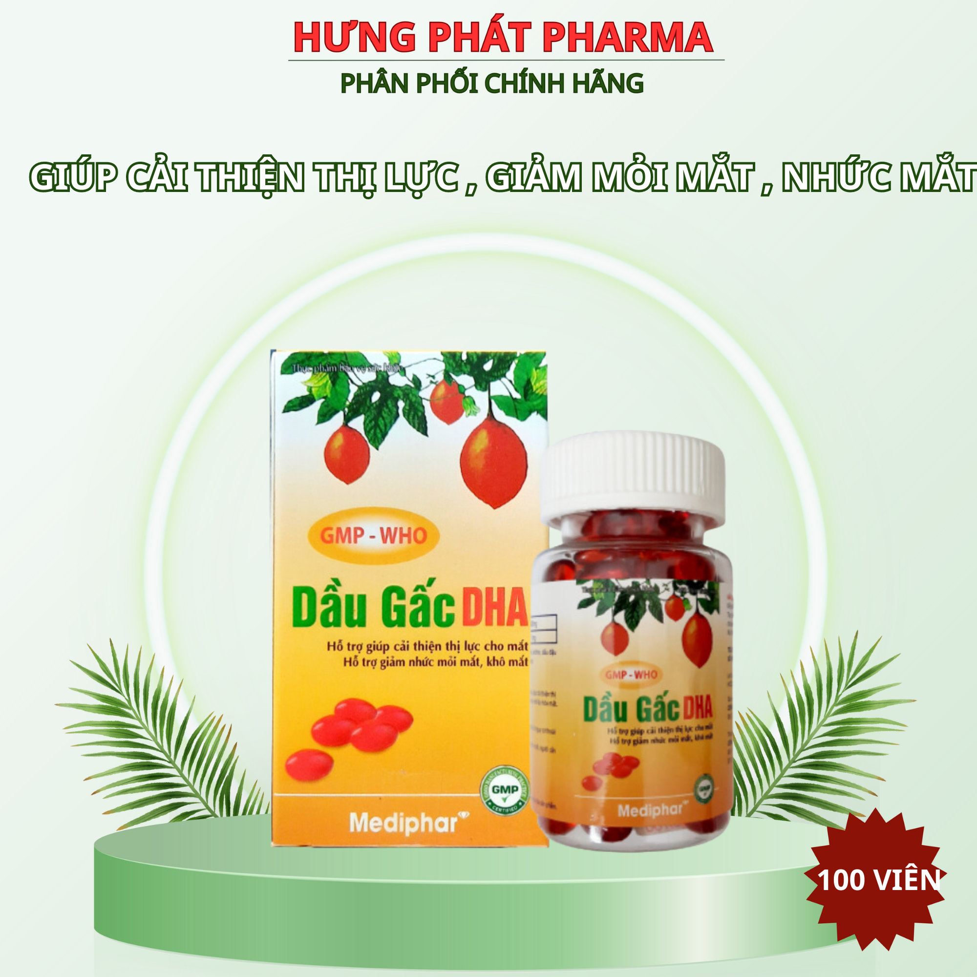 Viên dầu gấc DHA 400 chiết xuất từ tinh dầu gấc giúp sáng mắt đẹp da – Lọ 100 viên