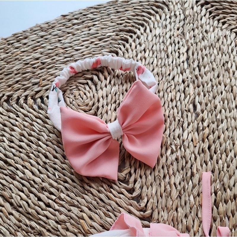 Body hoạ tiết quả cherry hồng phối cổ bèo xinh cho bé