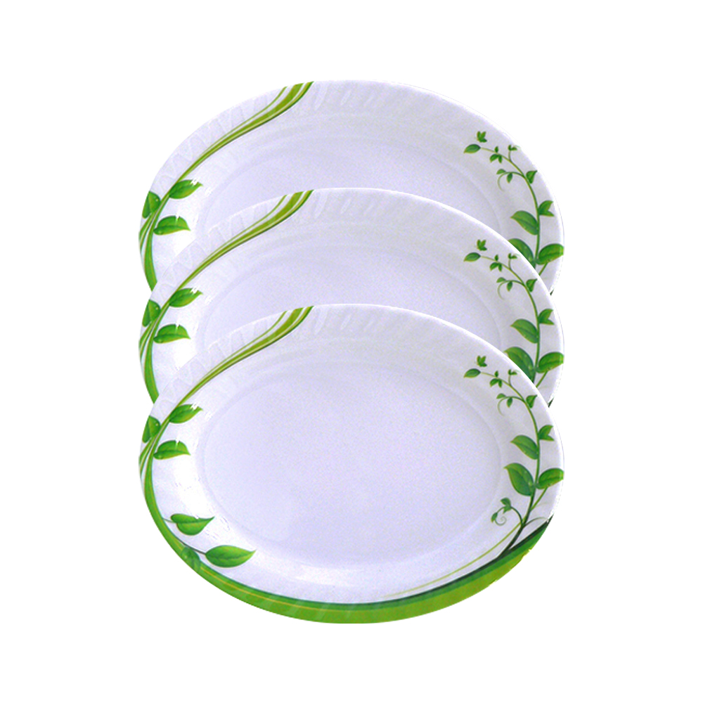 Bộ 3 Dĩa (Đĩa) Xoài 12 xoắn An Toàn Sức Khỏe Nhựa Xanh Melamine A2012