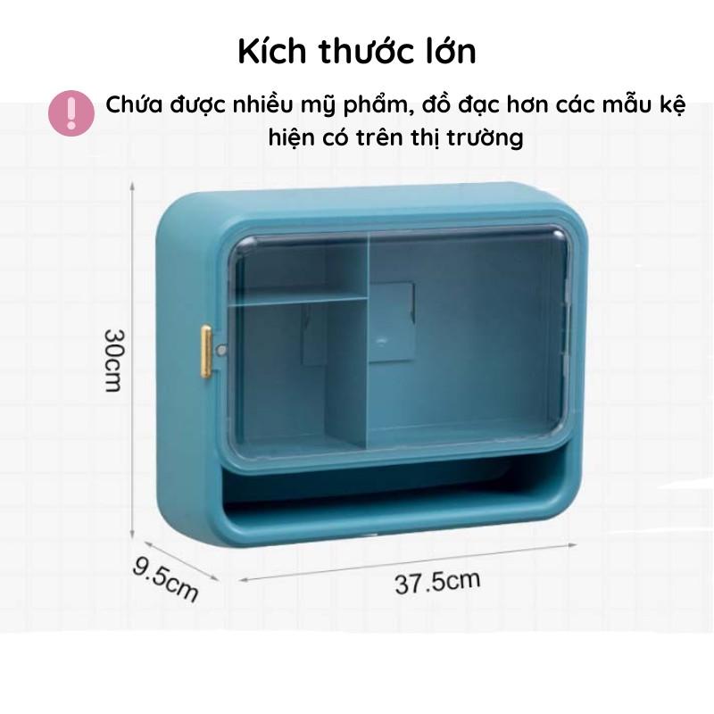 Kệ mỹ phẩm treo tường - Tủ để đồ trang điểm nhà tắm tường hình chữ nhật bằng nhựa cao cấp kiêm tủ thuốc