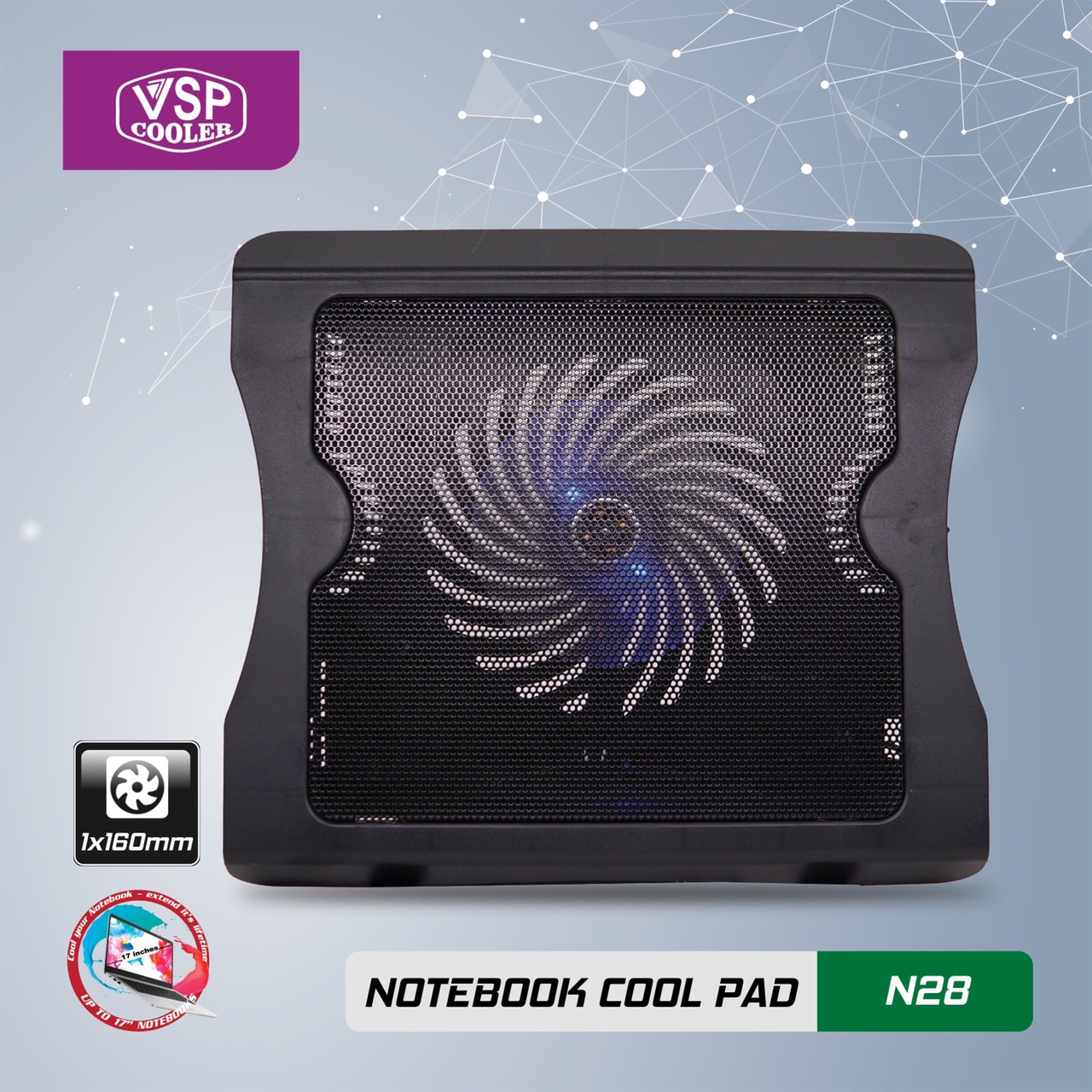 ĐẾ TẢN NHIỆT VSP Cooler N28 (1*Fan 16cm) - giao ngẫu nhiên - hàng nhập khẩu