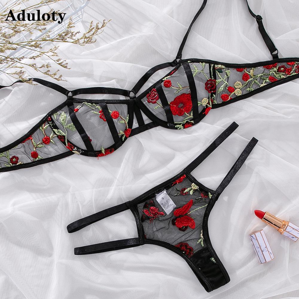 Mới Quyến Rũ Áo Lót Ren Lưới Sợi Thêu Hoa Bộ Đồ Lót Thời Trang Push Up Bra Quần Lót Bộ Áo Ren Nữ Quần Lót bộ