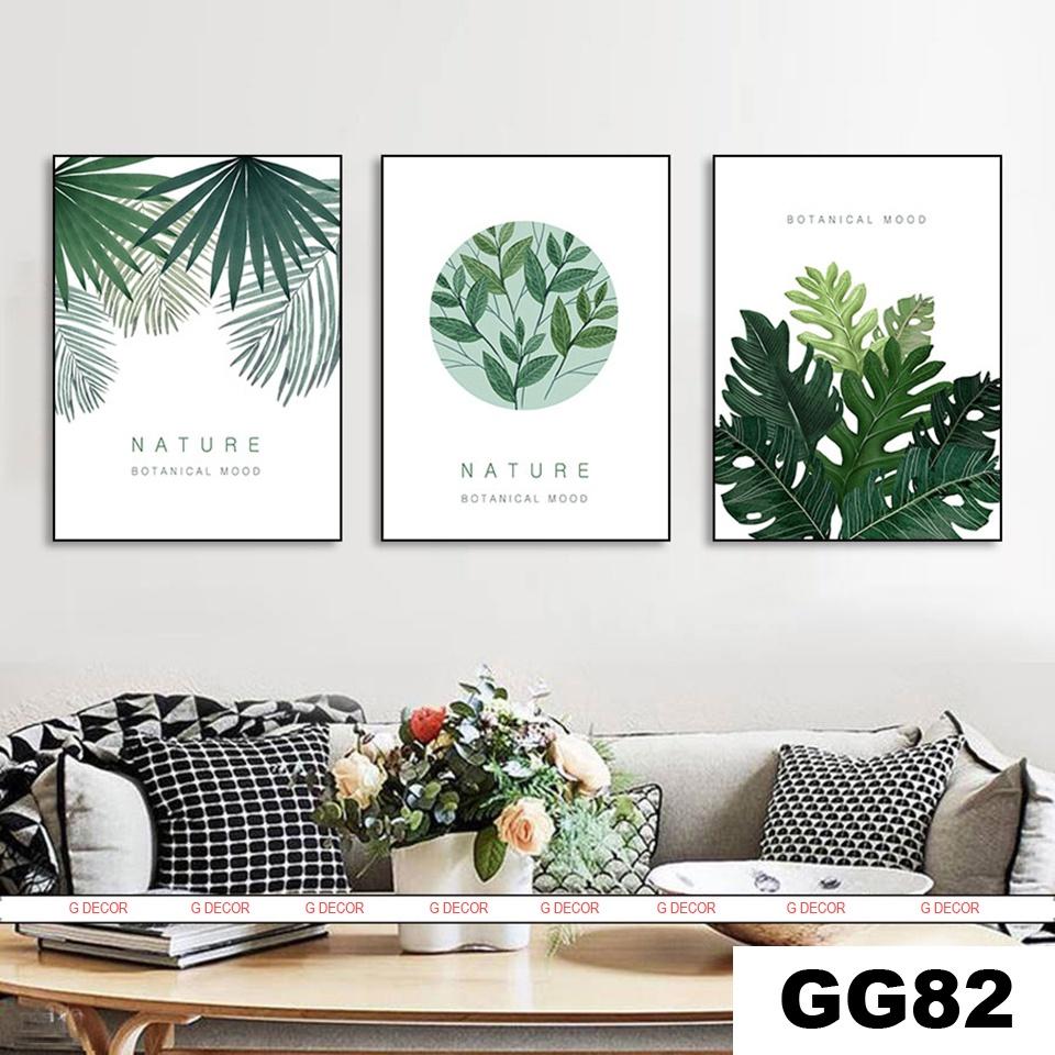 Tranh treo tường canvas 3 bức phong cách hiện đại Bắc Âu 29, tranh decor trang trí phòng khách, phòng ngủ, phòng ăn, spa