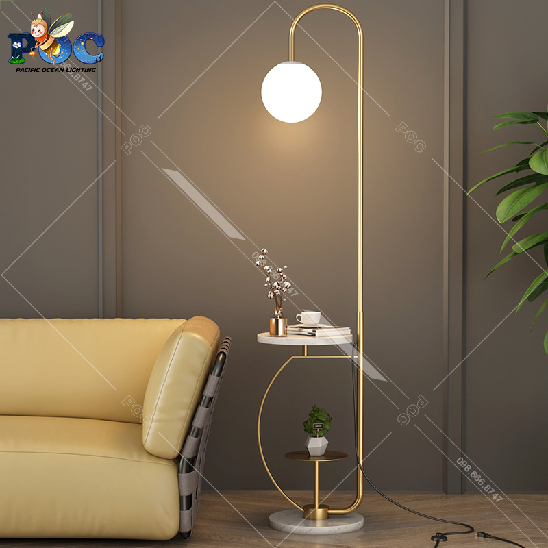 Đèn Cây Đứng Trang Trí Phòng Khách Thân Hợp Kim Mạ Vàng Cao Cấp Đèn Sàn Chao Quả Cầu Pha Lê Phong Cách Hiện Đại Sang Trọng ML5108