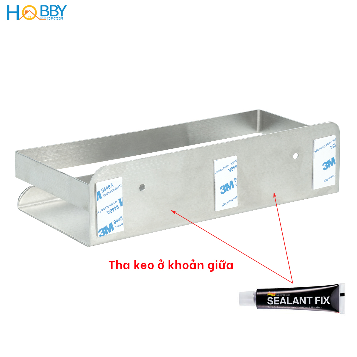 Kệ để đồ phòng tắm inox 304 dán tường Hobby home decor KCNX23 có keo