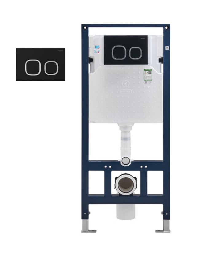 Két nước âm nút bấm màu đen cho bàn cầu treo tường, màu Black, hiệu Moen, chất liệu Nhựa, kích thước 50.6x22x114.4 cm (ĐI KÈM BÀN CẦU TREO TƯỜNG)