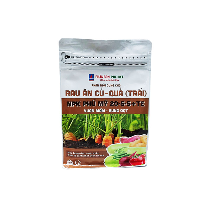 Phân npk phú mỹ 20-5-5+te siêu vọt đọt, ra chồi, phục hồi cây - phân bón cho rau ăn quả, củ