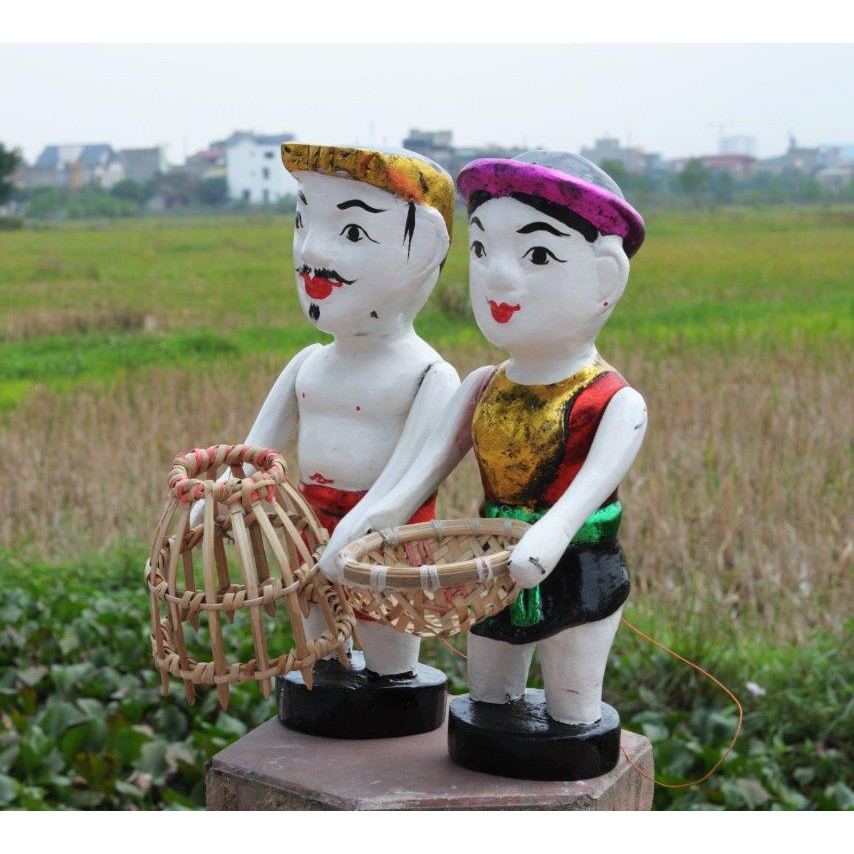 Rối nước dân gian  tinh hoa Việt đi đánh bắt cá, chú Tễu, cô tiên mô phỏng đời sống người Việt xưa size lớn hàng đẹp