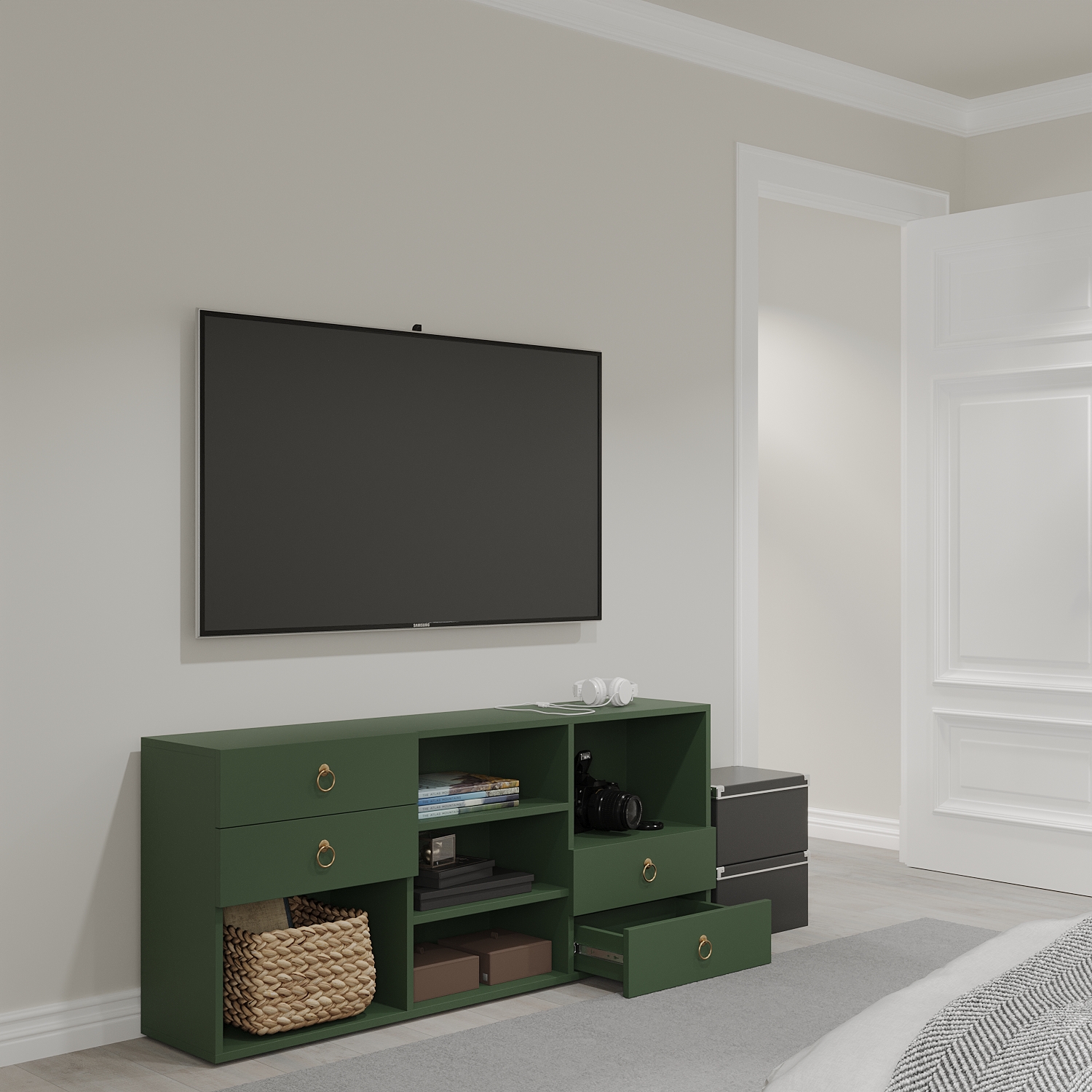 [Happy Home Furniture] WESLEY, Tủ trang trí - 4 hộc kéo ,  140cm x 30cm x 60cm ( DxRxC), THK_048