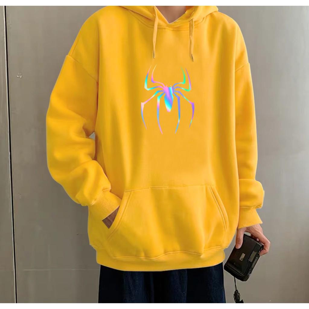 Áo hoodie Unisex dạ quang - Áo khoác nỉ phản quang họa tiết nhện con in cao cấp