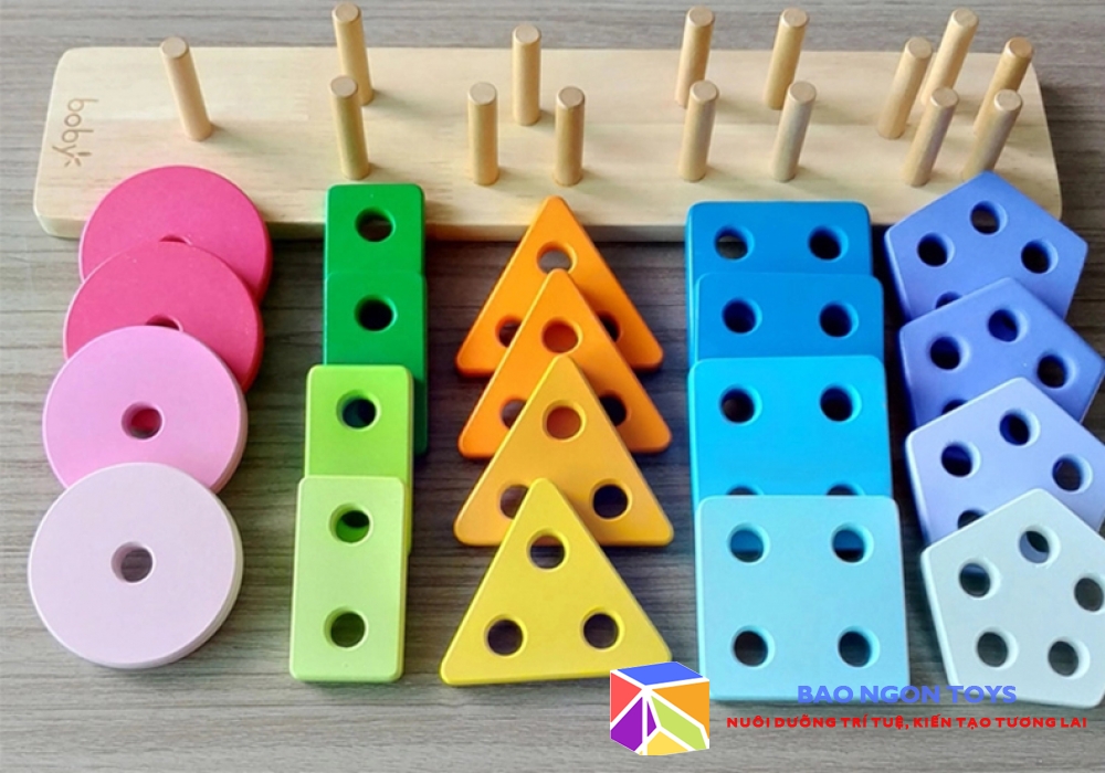 ĐỒ CHƠI GỖ XẾP HÌNH MONTESSORI GIÚP TRẺ HỌC PHÂN LOẠI HÌNH DẠNG VÀ MÀU SẮC, PHÁT TRIỂN VẬN ĐỘNG TINH VÀ NGÔN NGỮ CHO BÉ