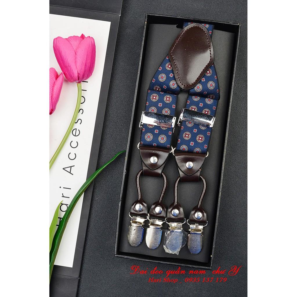 Dây Đeo Quần Nam Chữ Y Cao Cấp 6 Clip 3.5Cm Thun 4 Chiều