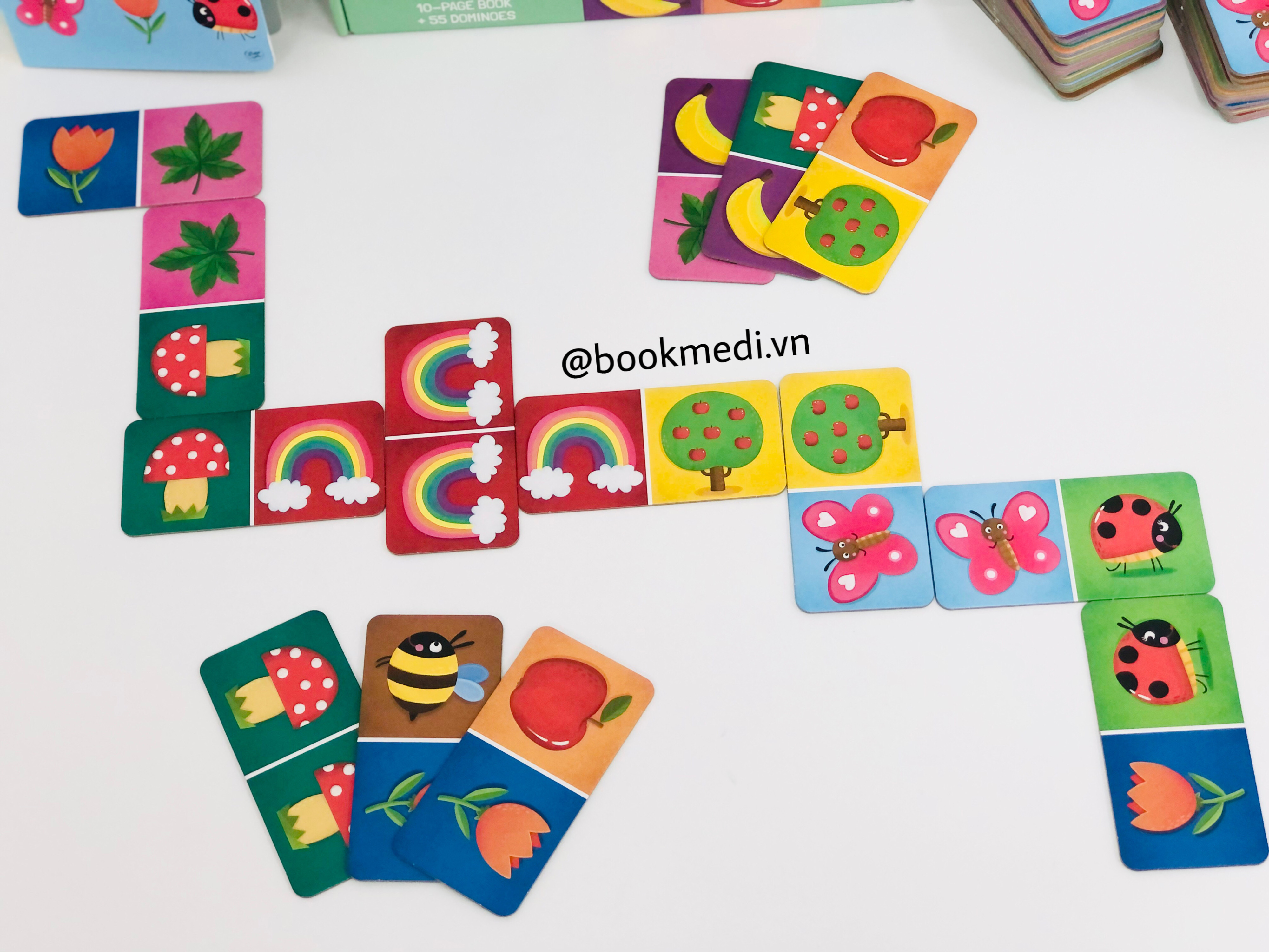 Bộ đồ chơi domino kèm sách cho bé 3+ học số và tiếng anh Mega Domino Nature