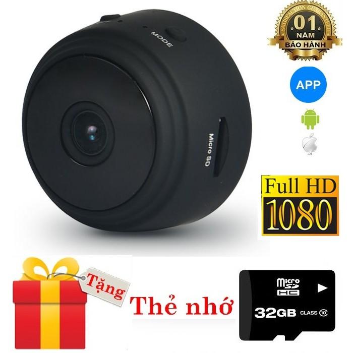 Camera wifi siêu nhỏ A9-2.0MP có hồng ngoại ẩn xem đêm sắc nét kèm giá đỡ camera + thẻ nhớ Micro 32GB Class 10