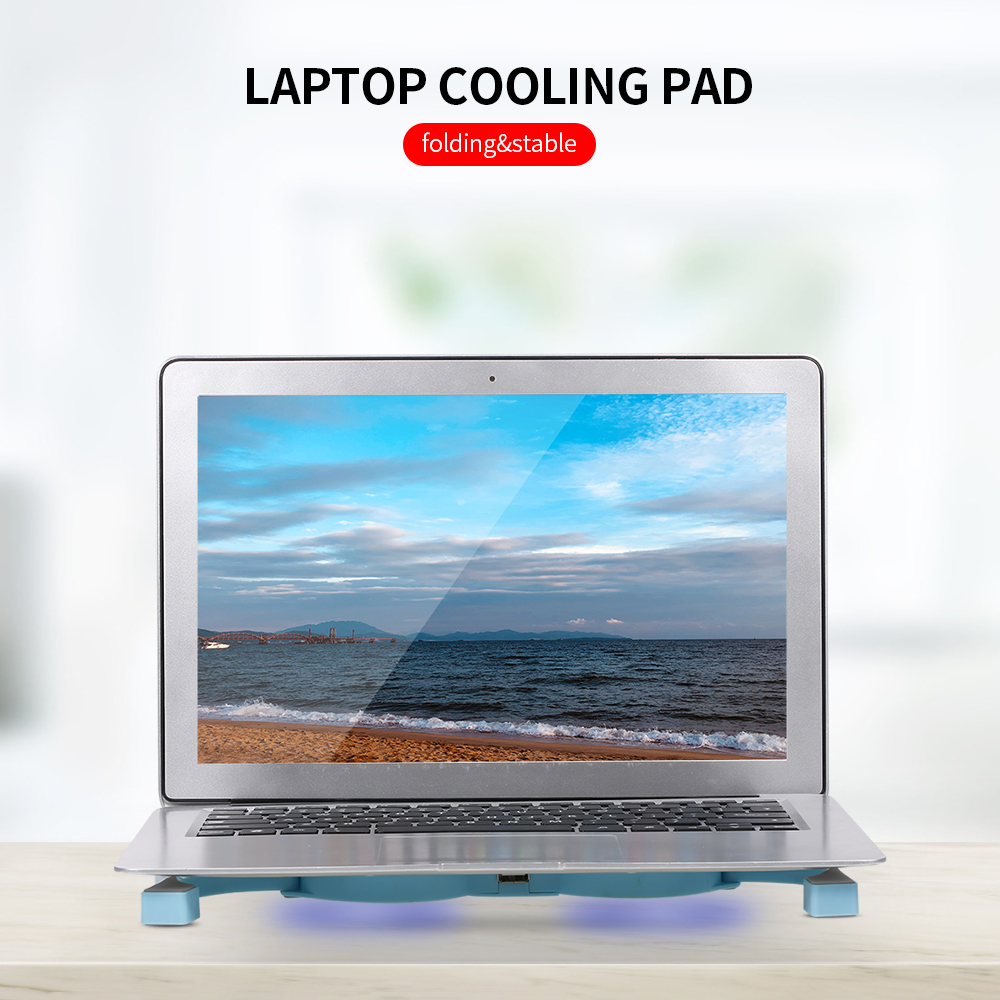 Tấm Làm Mát Máy Tính Xách Tay DR-S05 USB Với Quạt Đế Đôi, Màu Xanh Lam