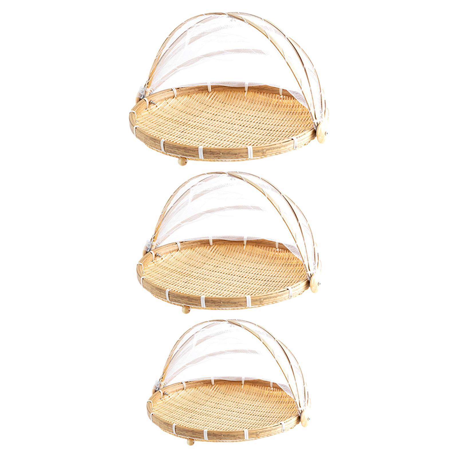 Bamboo Food Serving Tent Basket Fruit Bowls Handmade for Rustic Outdoor