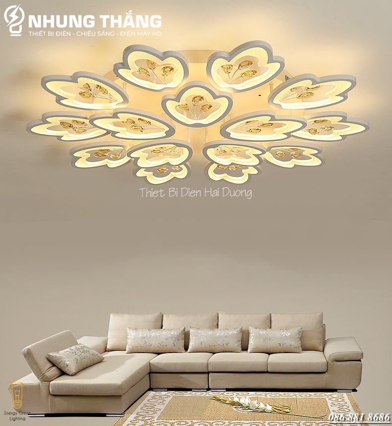 Đèn LED Ốp Trần Hình Hoa 15 Cánh NT024 - 3 Chế Độ Ánh Sáng - Tăng Giảm Ánh Sáng - Điều Khiển Từ Xa - Kết Nối Điện Thoại - Có Video