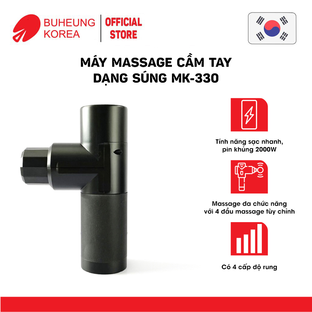 Súng massage đa chức năng Buheung MK-330, 4 đầu massage, 4 chế độ rung, bảo hành chính hãng 12 tháng