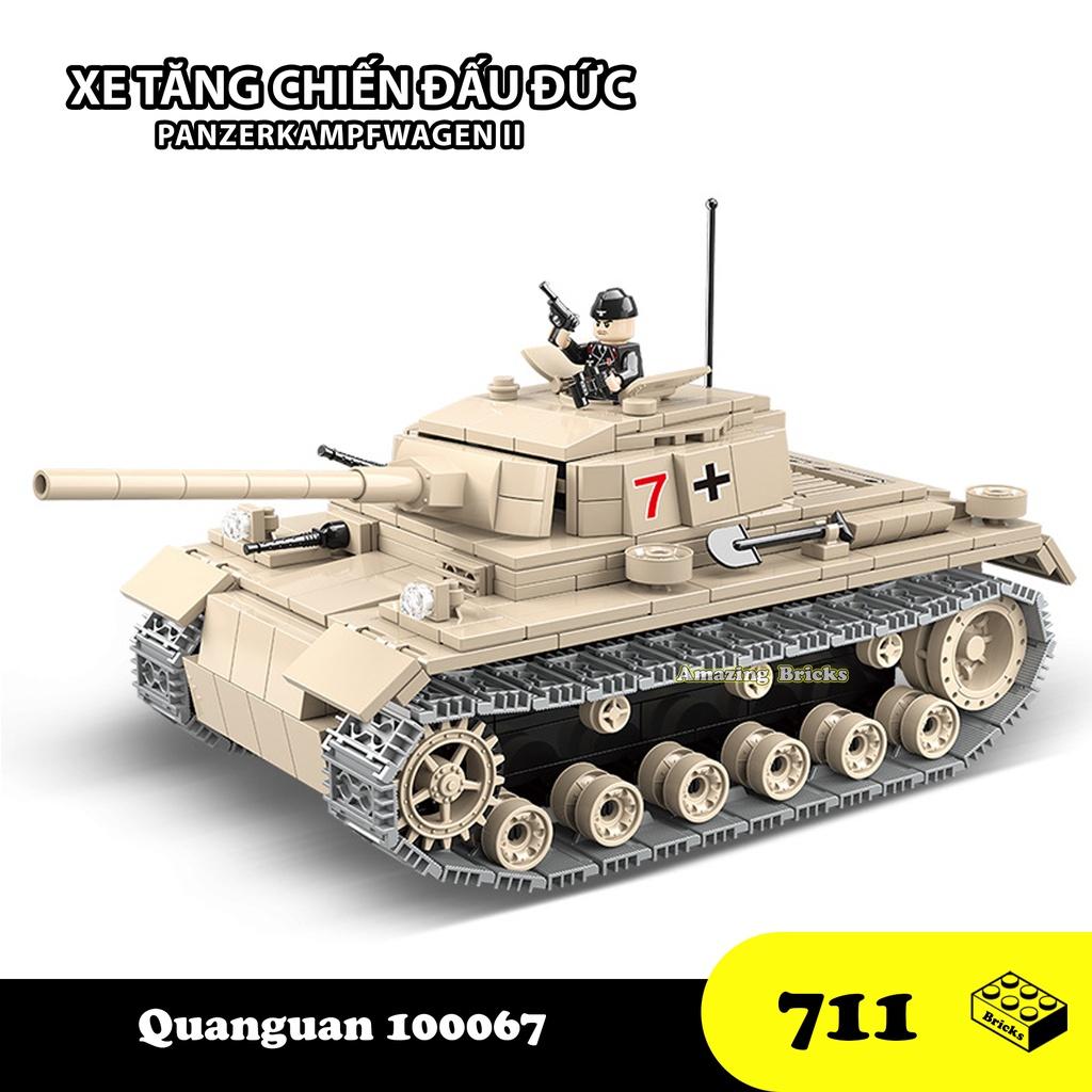 Đồ chơi Lắp ráp Xe Tăng Đức, Quanguan 100067 Panzerkampfwagen II Tank, Xếp hình thông minh, Mô hình xe tăng